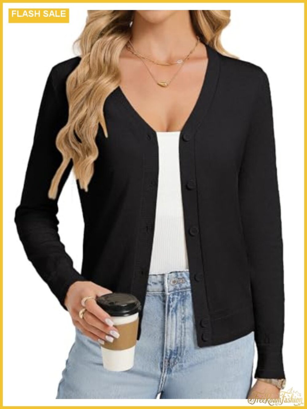 Lightweight Button Up Cardigan Sweater V-Neck Long Sleeve Knit